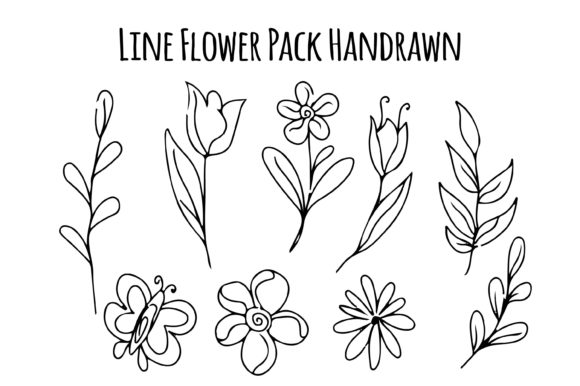 Download Line Flowers Set Hand Drawn Boho - Line flowers Collection