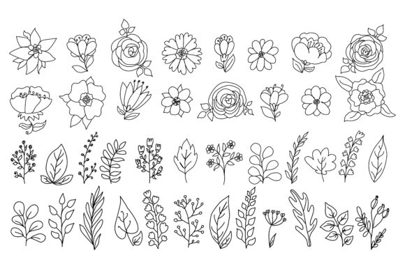 Download One Line Flowers Set - Line flowers Collection