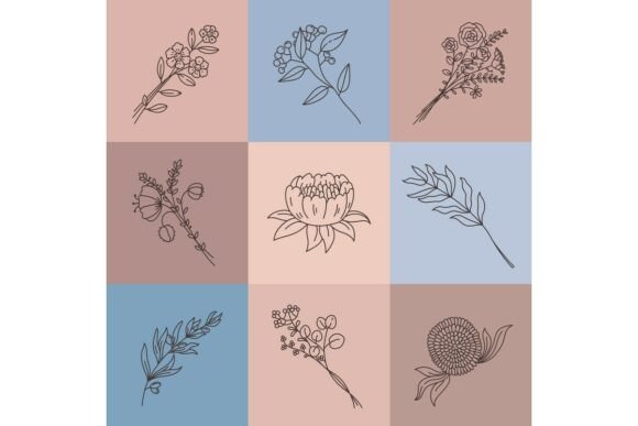 Download Minimalist Line Flowers. Simple Poster - Line flowers Collection
