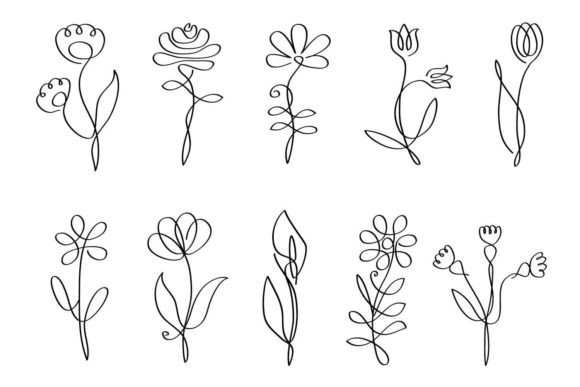 Download One Line Flowers - Line flowers Collection