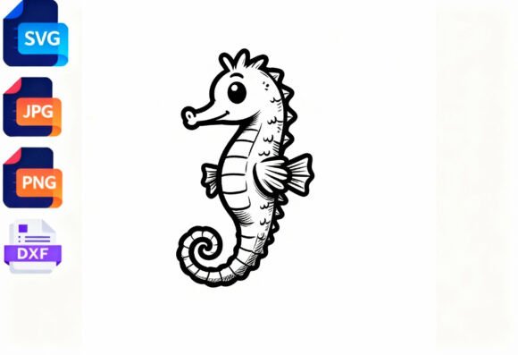 Download Cute Cartoon Seahorse SVG Clipart - Premium Bundle